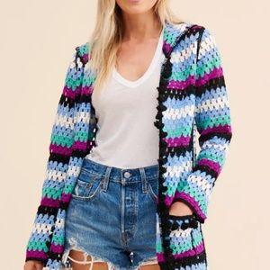 Free the Roses Crochet Hooded Cardigan A709